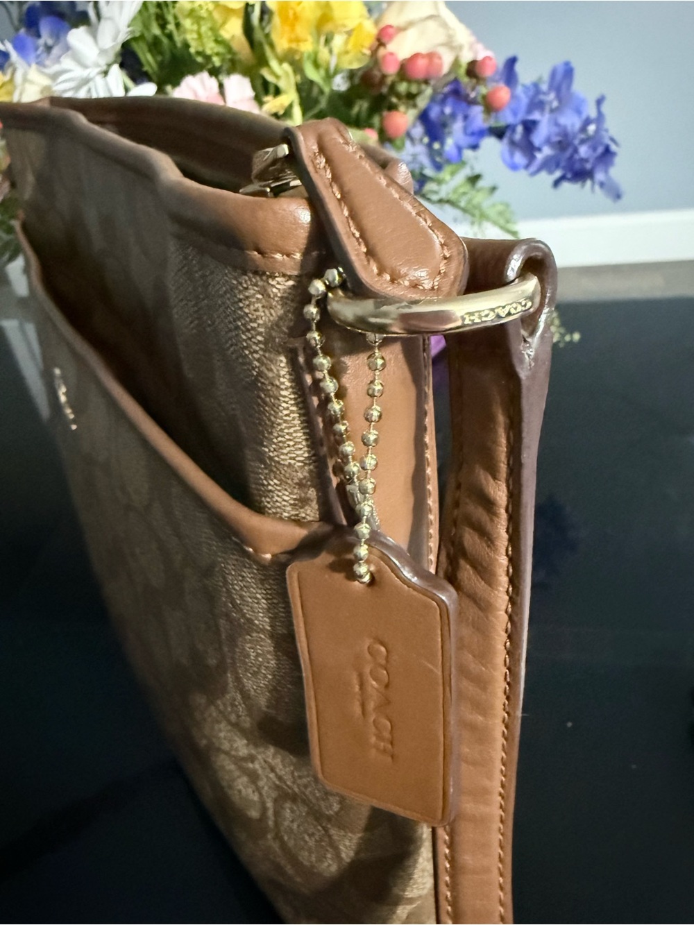 Coach Tan Signature Canvas Crossbody Bag - Picture 5 of 10